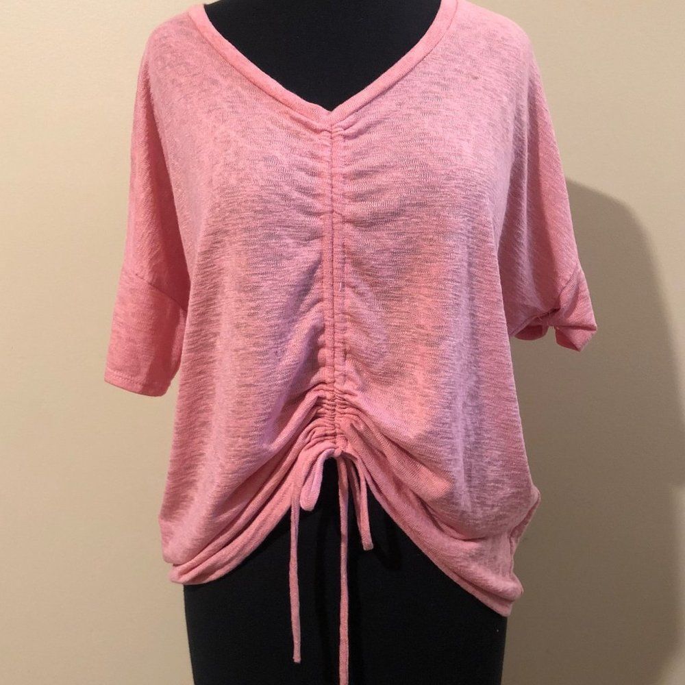 Wasabi & Mint Pink Drawstring Gathered Top  5166  Small  NWT Boutique